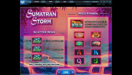 Sumatran Storm Slot Machine Scatter Awards and Wild Symbol Screen