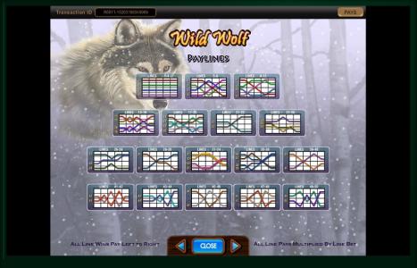 Wild Wolf Slot Machine Paylines Screen