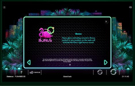 Neon Jungle Slot Machine Bonus Game Screen