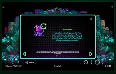 Neon Jungle Slot Machine Free Spins Bonus Screen