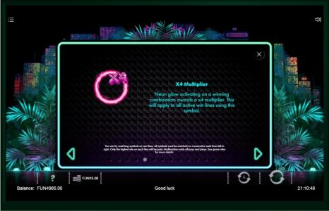 Neon Jungle Slot Machine X4 Multiplier Feature Screen
