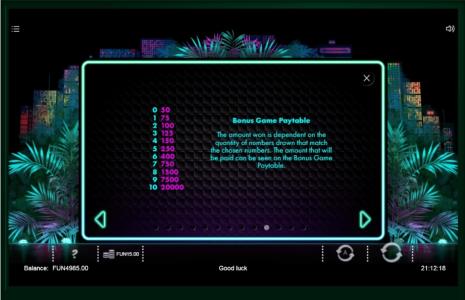 Neon Jungle Slot Machine Bonus Game Playtable Screen