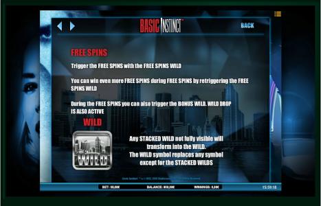 Basic Instinct Slot Machine Free Spins Bonus Screen