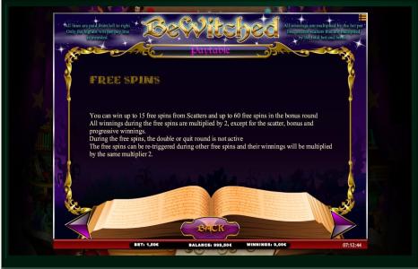 Bewitched Slot Machine Free Spins Bonus Screen