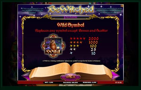 Bewitched Slot Machine Scatter Awards and Wild Symbol Screen