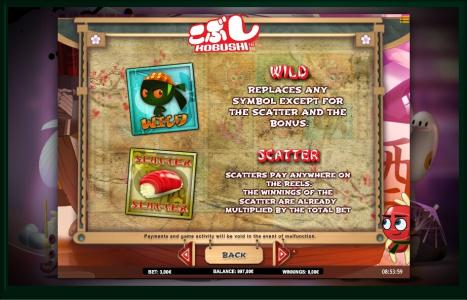 Kobushi Slot Machine Scatter Awards and Wild Symbol Screen