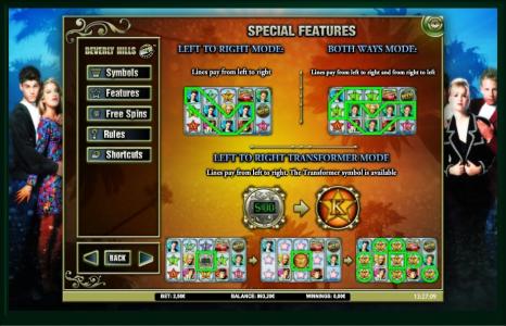 Beverly Hills 90210 Slot Machine Special Features Screen