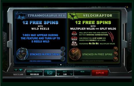Jurassic Park Slot Machine Free Spins Bonus Screen