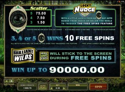 Untamed Giant Panda Slot Machine Free Spins Bonus Screen