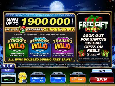 Santas Wild Ride Slot Machine Free Spins Bonus Screen