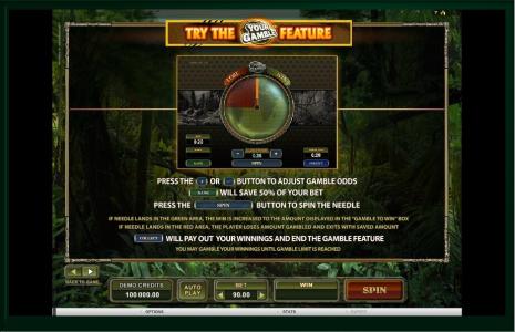 Untamed Bengal Tiger Slot Machine Gamble Feature Screen