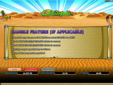 Crocodopolis Slot Machine Gamble Feature Screen