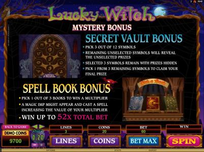 Lucky Witch Slot Machine Mystery Bonus Feature Screen