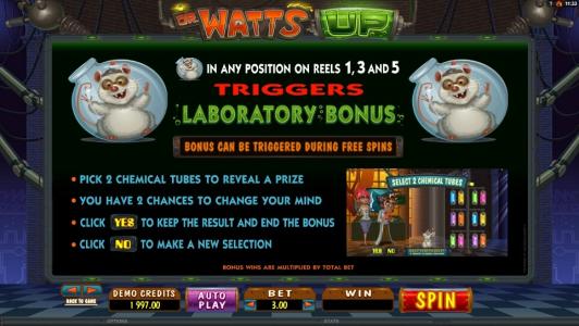 Dr. Watts Up Slot Machine Dr. Watts Up Laboratory Bonus Feature