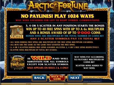 Arctic Fortune Slot Machine Scatter Awards and Wild Symbol Screen