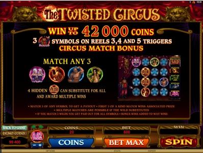 The Twisted Circus Slot Machine Bonus Game Screen