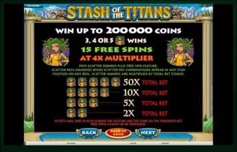Stash of the Titans Slot Machine Paylines Screen