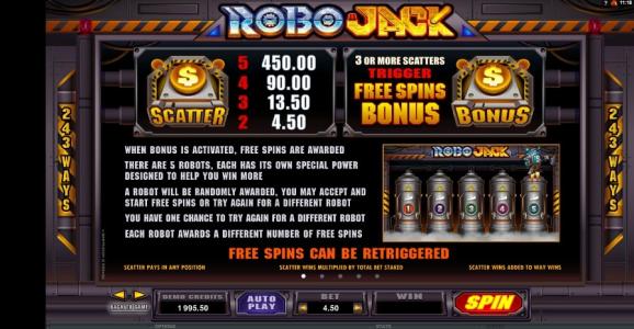 Robo Jack Slot Machine Free Spins Bonus Screen