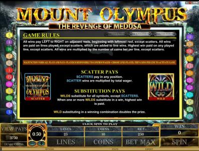 Mount Olympus Slot Machine Game Rules Screen