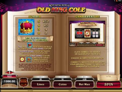 Rhyming Reels Old King Cole Slot Machine Free Spins Bonus Screen