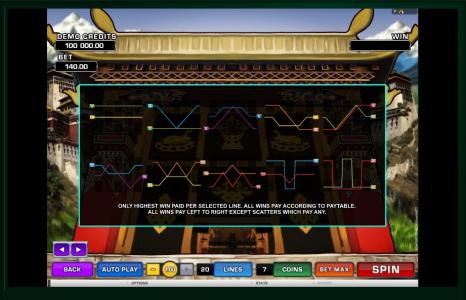 Paradise Found Slot Machine Paylines Screen