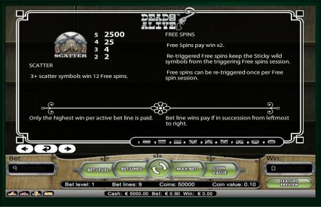 Dead or Alive Slot Machine Free Spins Bonus and Scatter Screen