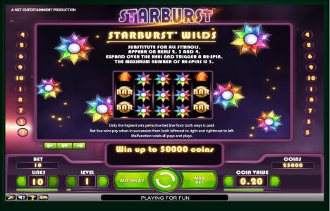 Starburst Slot Machine Wild Symbol Screen