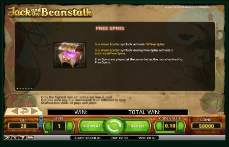 Jack and the Beanstalk Slot Machine Free Spins Bonus Screen