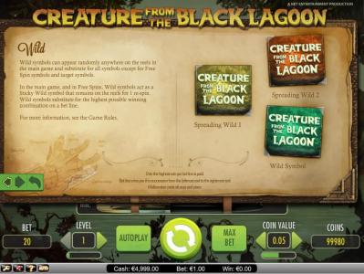 Creature From the Black Lagoon Wild Symbol Screen
