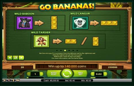 Go Bananas! Slot Machine Wild Symbol Screen
