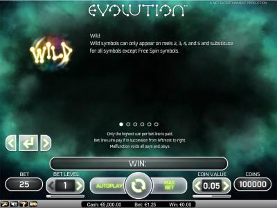 Evolution Slot Machine Wild Symbol Screen