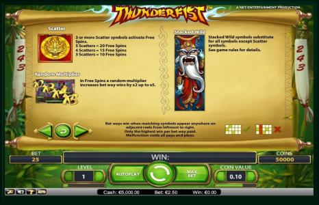 Thunderfist Slot Machine Thunderfist Features Screen