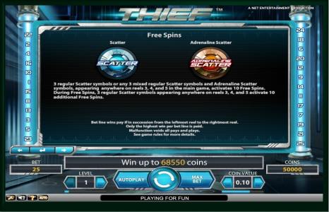 Thief Slot Machine Scatter Awards Screen