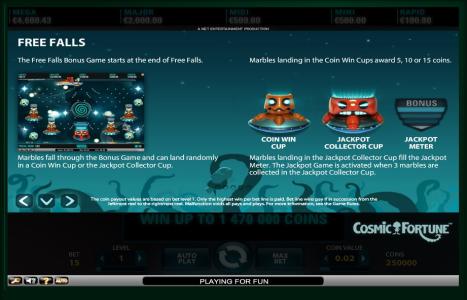 Cosmic Fortune Slot Machine Cosmic Fortune Features Screen