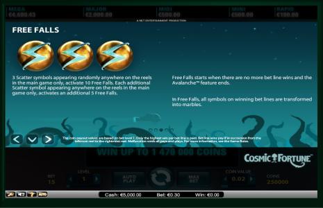 Cosmic Fortune Slot Machine Scatter Awards Screen