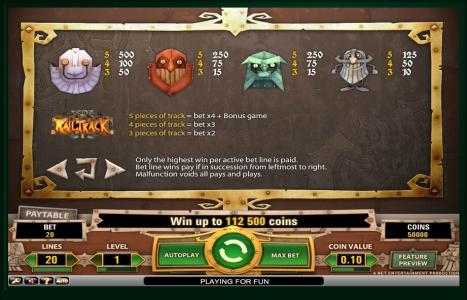 Boom Brothers Slot Machine Paytable Screen