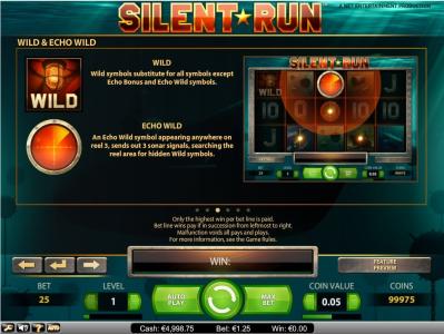 Silent Run Slot Machine Wild Symbol Screen