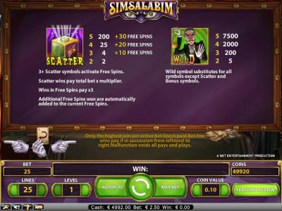 Simsalabim Slot Machine Free Spins Bonus Screen