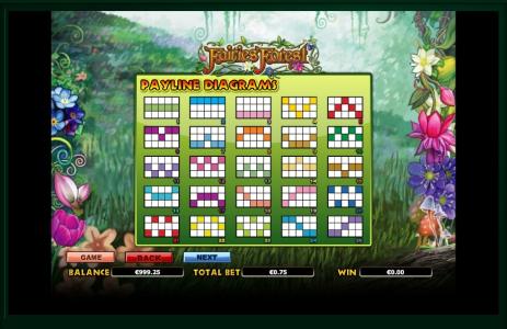 Fairies Forest Slot Machine Paylines Screen