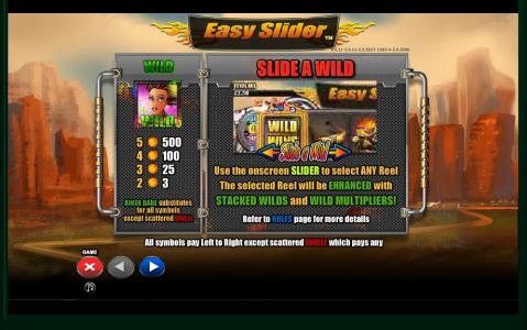 Easy Slider Slot Machine Scatter Awards and Wild Symbol Screen
