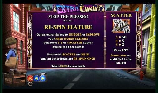 Extra Cash Slot Machine Free Spins Bonus Screen