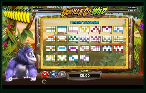 Gorilla Go Wild Slot Machine Paylines Screen