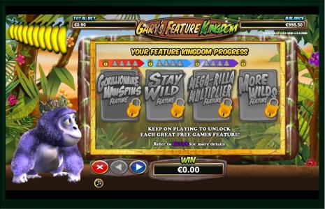 Gorilla Go Wild Slot Machine Gary's Feature Kingdom Progress Screen
