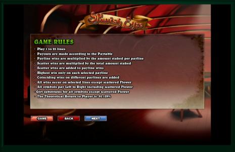 Spanish Eyes Slot Machine Game Rules Screen