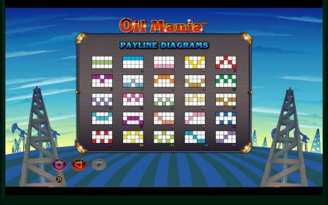 Oil Mania Slot Machine Paylines Screen