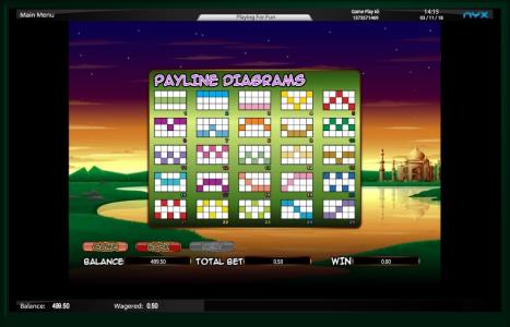 The Snake Charmer Slot Machine Paylines Screen