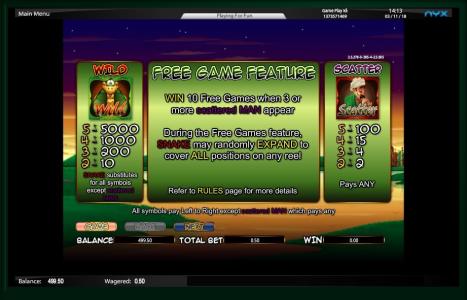 The Snake Charmer Slot Machine Free Game Bonus Feature Screen
