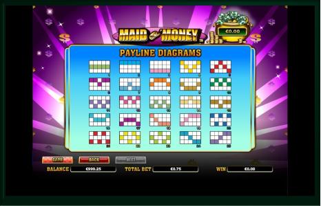 Maid O Money Slot Machine Paylines Screen