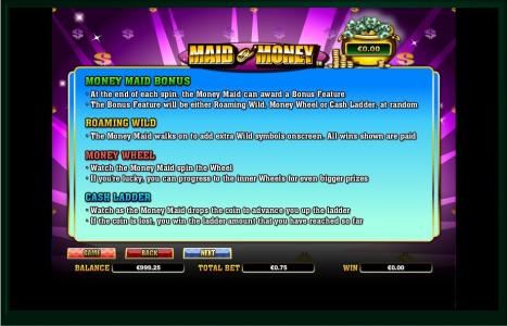Maid O Money Slot Machine Bonus Feature Screen