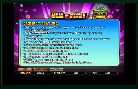 Maid O Money Slot Machine Cashpot Feature Screen